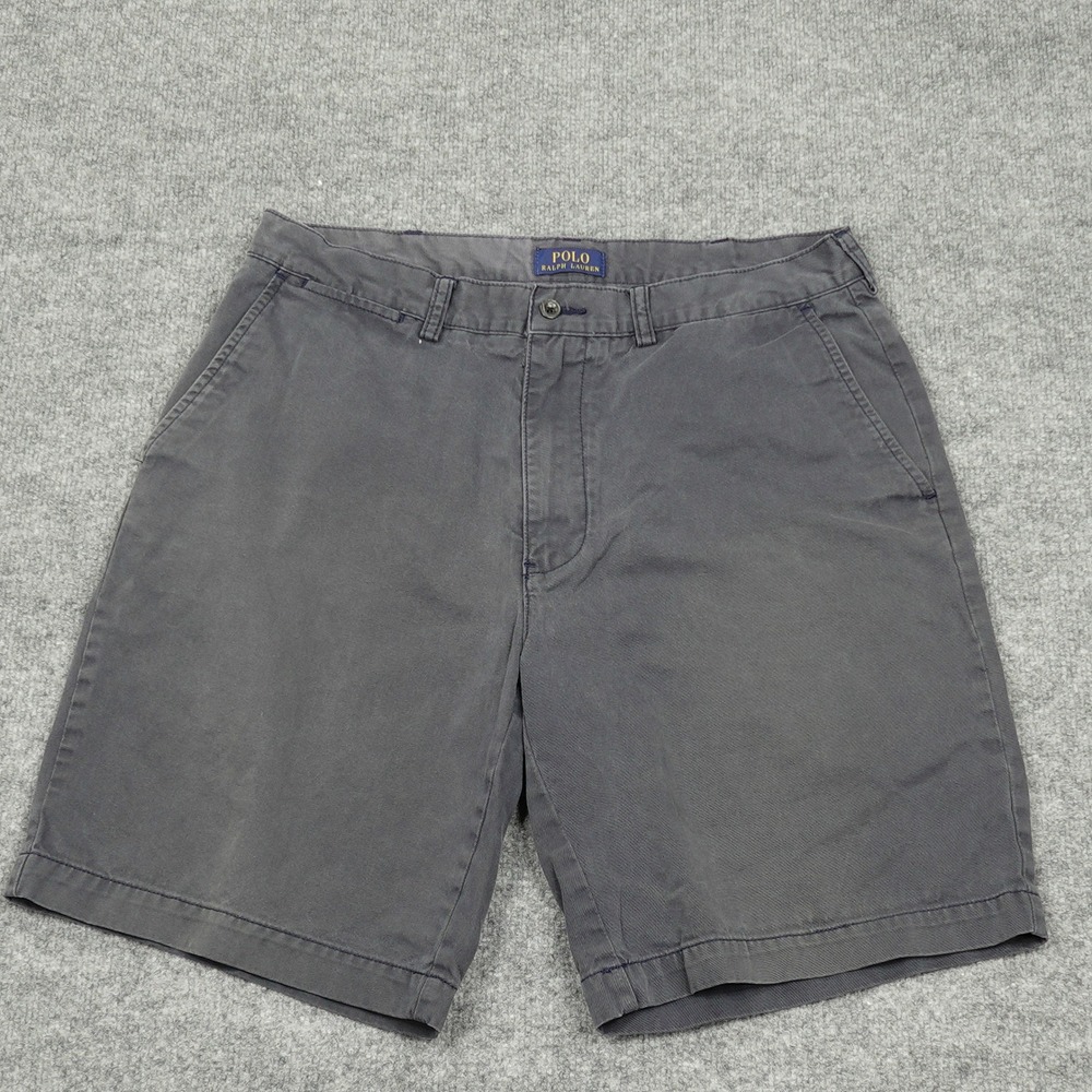 Polo Ralph Lauren Shorts Mens 34 Gray Cotton Twill Flat Front Classic Casual